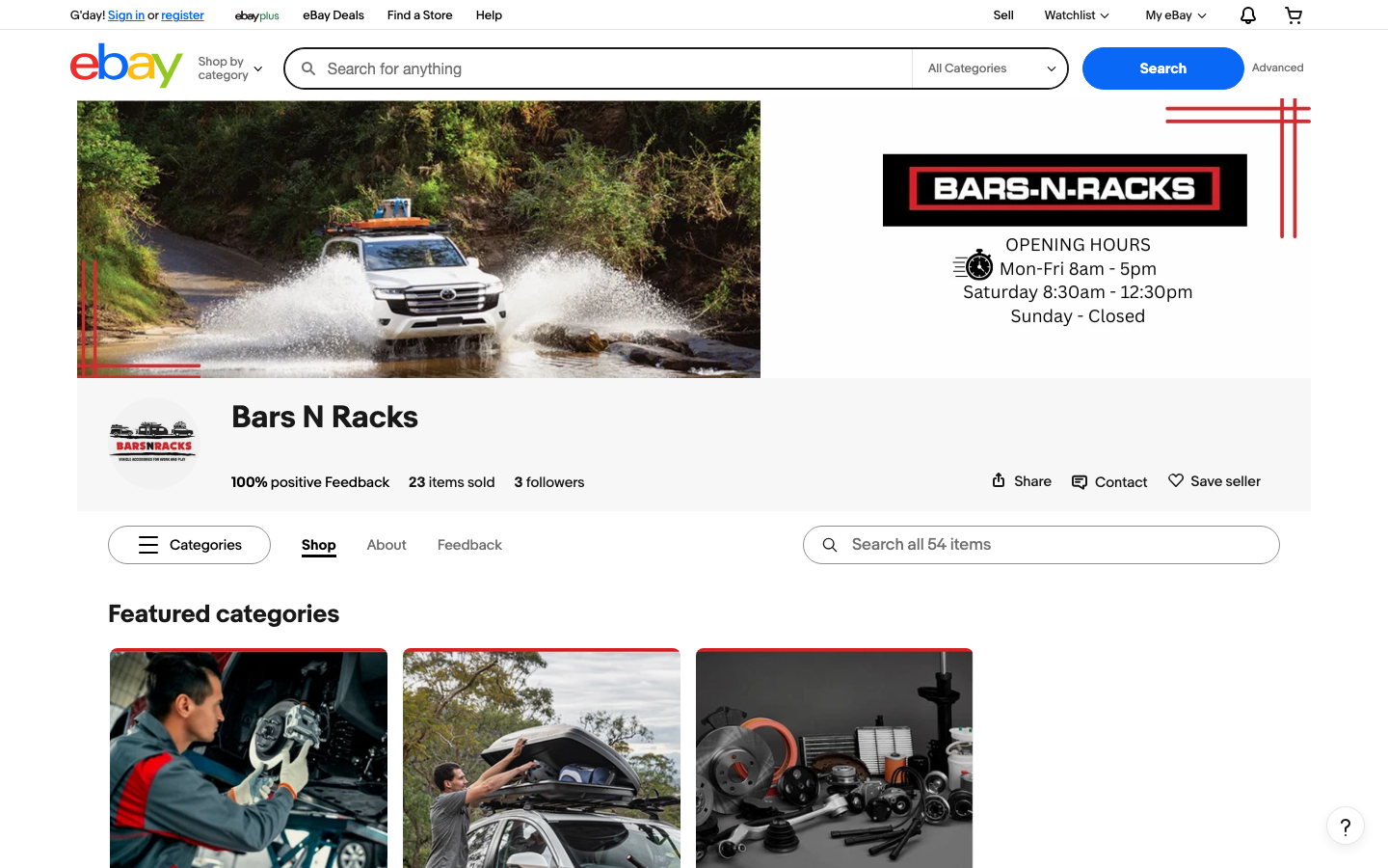 Bars N Racks eBay Store hero screenshot