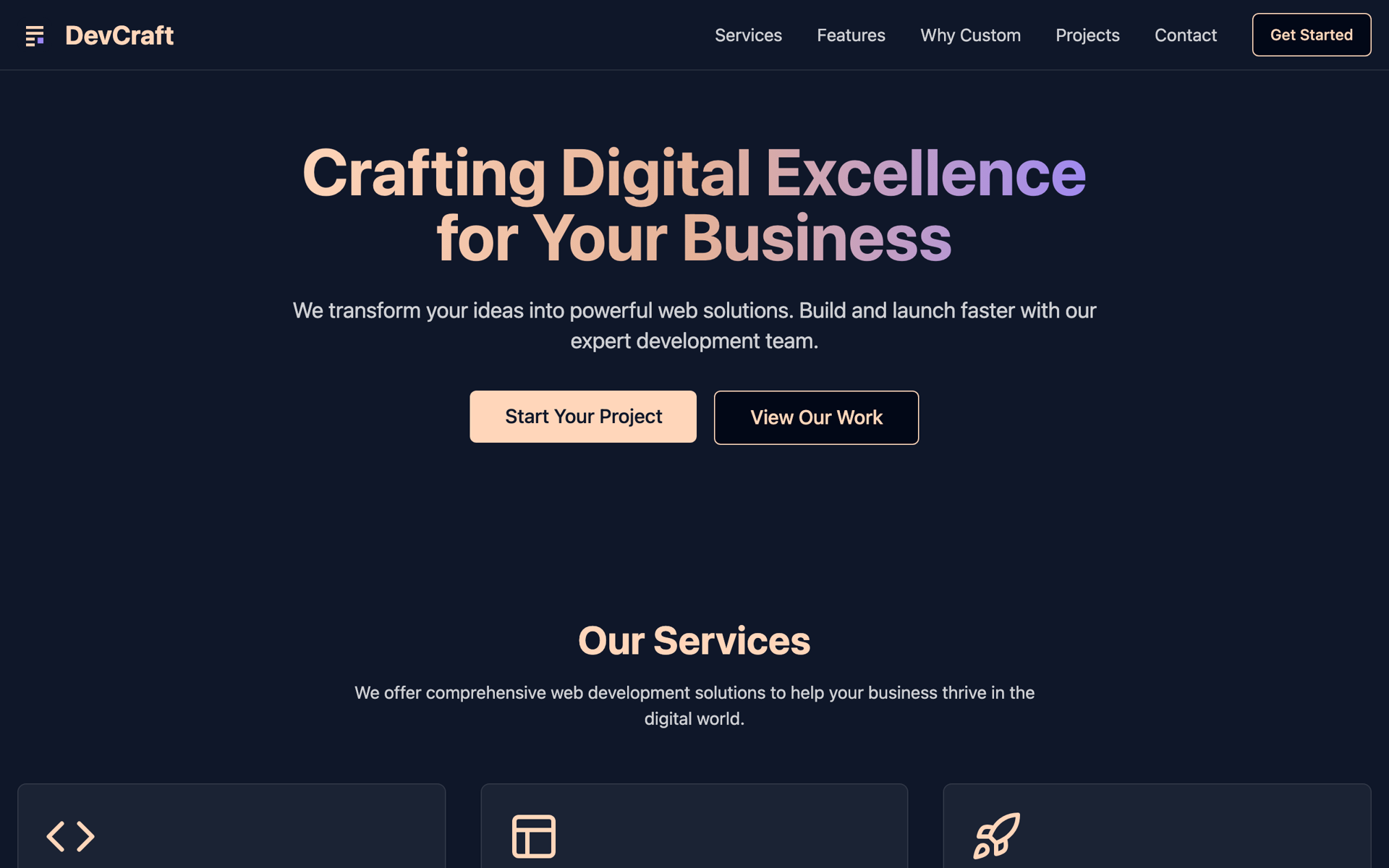 Launchpad Website Craft hero screenshot